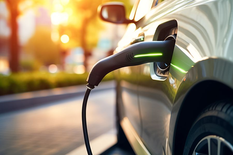 An electric car during charging
